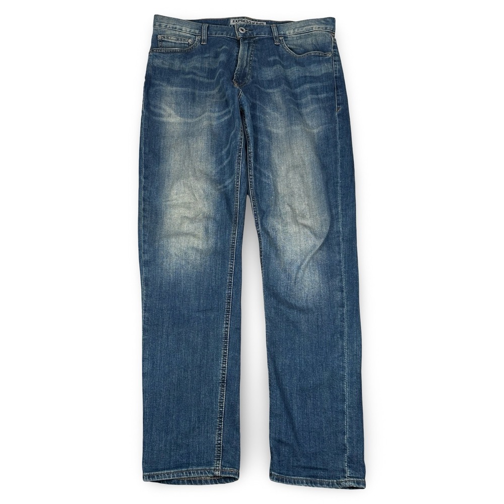 Express Kingston Classic Fit Slim Leg Jeans‎ Blue Medium Wash Mens 33x32